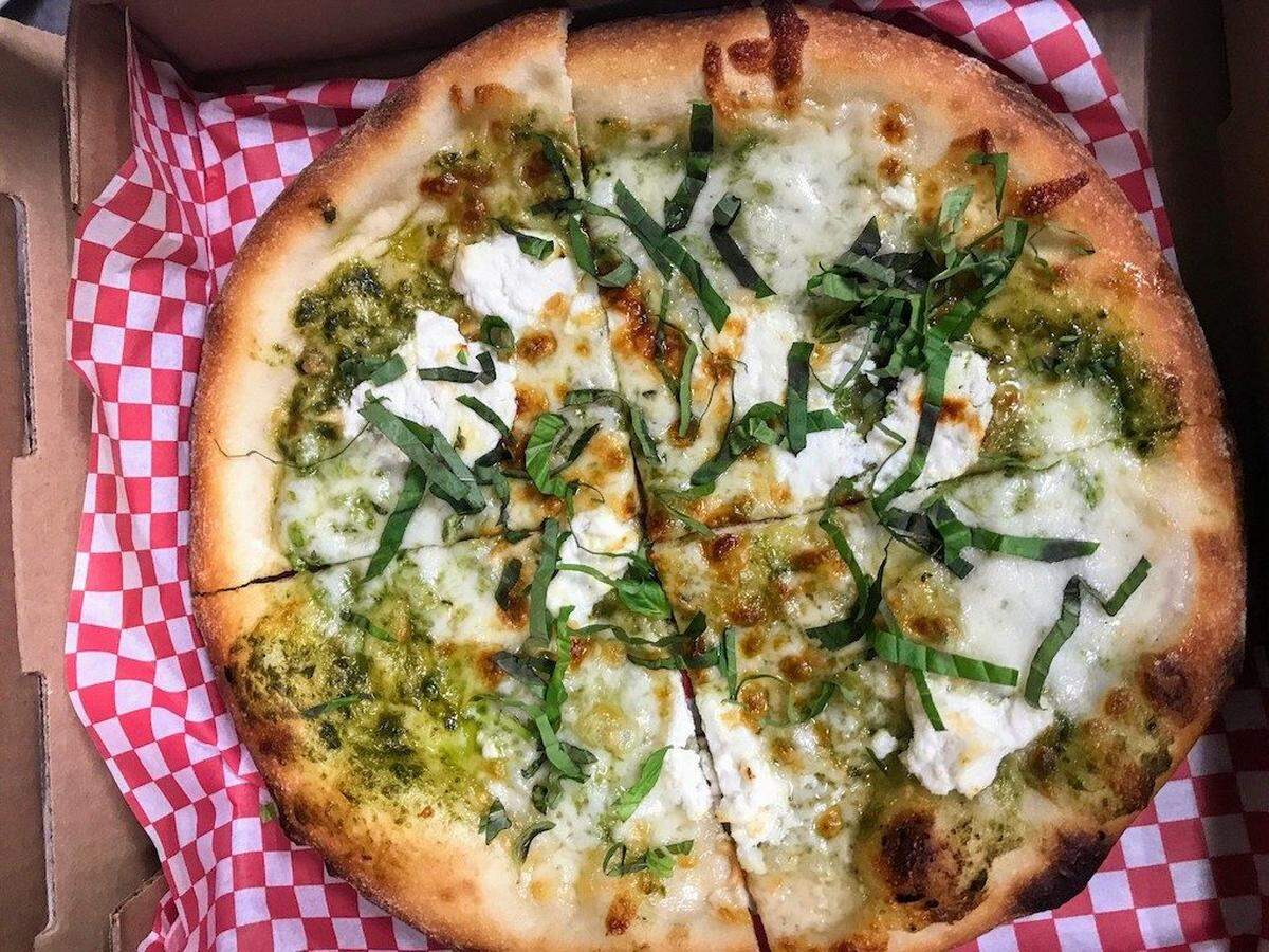 The big, beautiful pizza. Photo by Leigh Orleans.