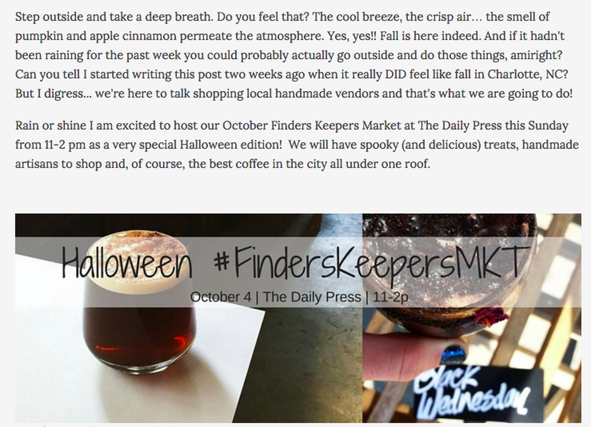 From the post "A Very Spooky #FindersKeepersMKT," Sept. 30.