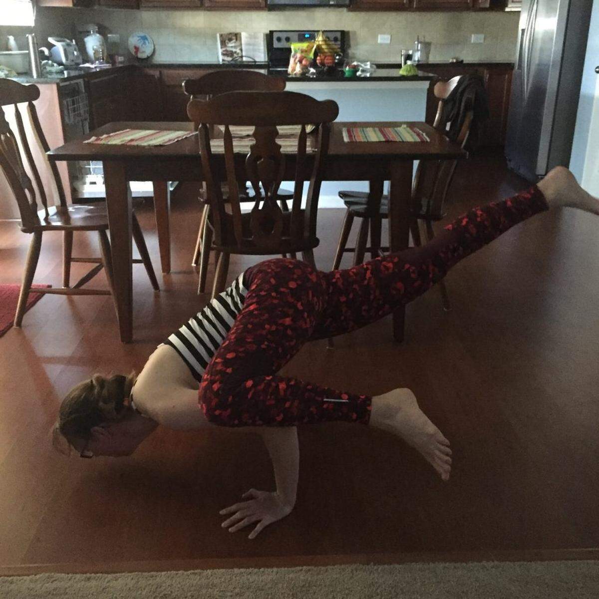 Look! I finally got the mountain climber pose in yoga. Been working on that one for a while. Photo by Benjamin Foster