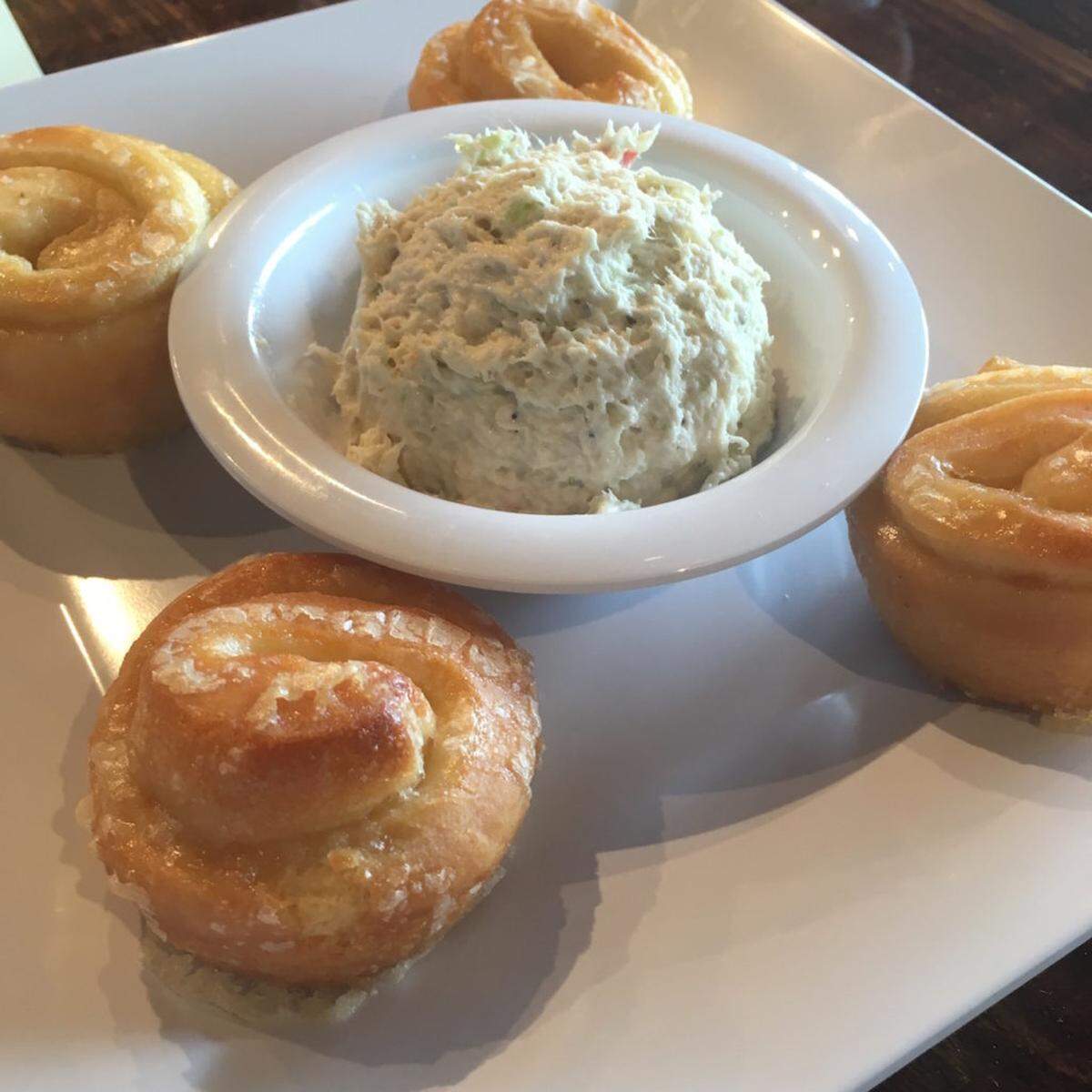 Orange buns and chicken salad. Photo by Corey Inscoe