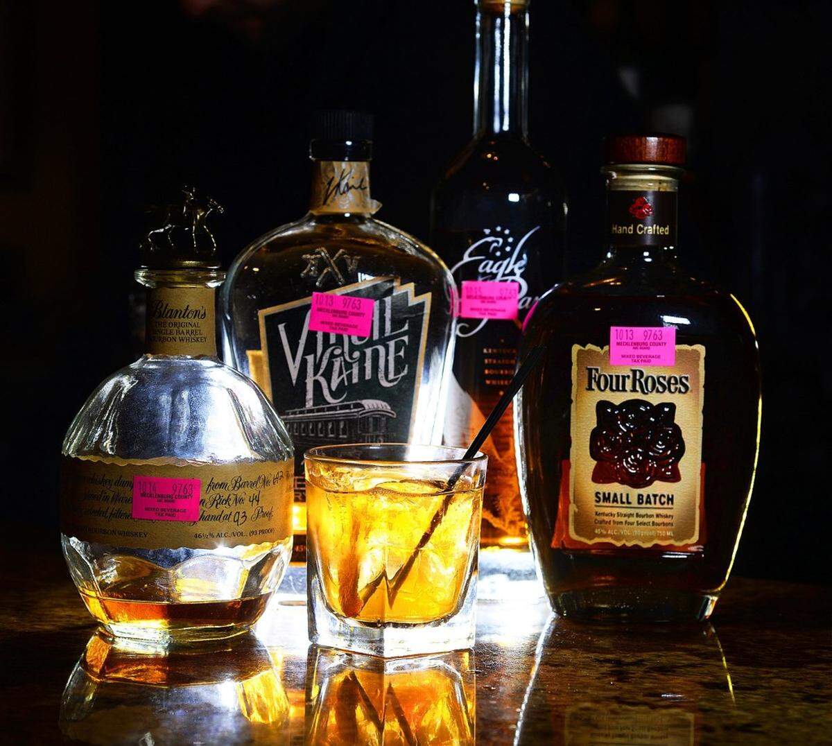 Some of the Kentucky and other bourbons used by Bartender Pete Ladino at Dunhill Hotel in uptown Charlotte.