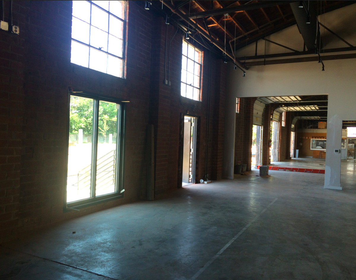 Left side of taproom, with expansion space beyond