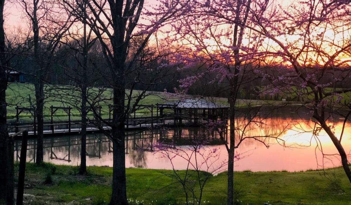 The new dock and gazebo take you out to the center of the natural pond at Middle Ground Farm in Monroe, NC. Courtesy of Middle Ground Farm