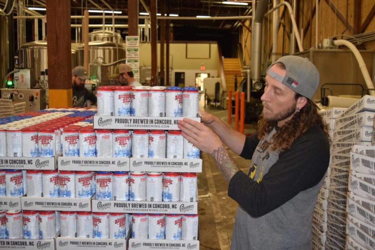 Redneck Hill cans at Cabarrus Brewing Company. Courtesy of Charlotte Motor Speedway