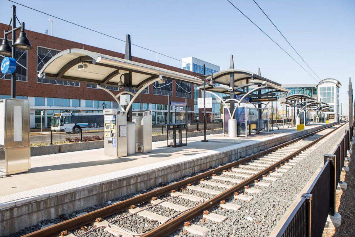 Photo by Alex Cason Photography<br/>University City light rail station