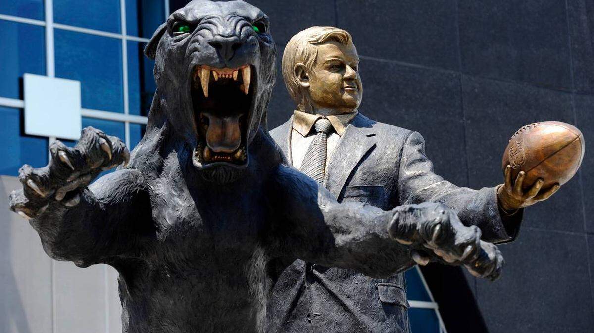 This 13-foot statue of Jerry Richardson used to stand in front of Bank of America Stadium. It was taken down and hauled off Wednesday at the Panthers’ order, with the team citing “public safety” concerns brought on by the nightly protests in Charlotte. Richardson sold his stake in the team in 2018 after an NFL investigation substantiated allegations of both sexual and racial misconduct.