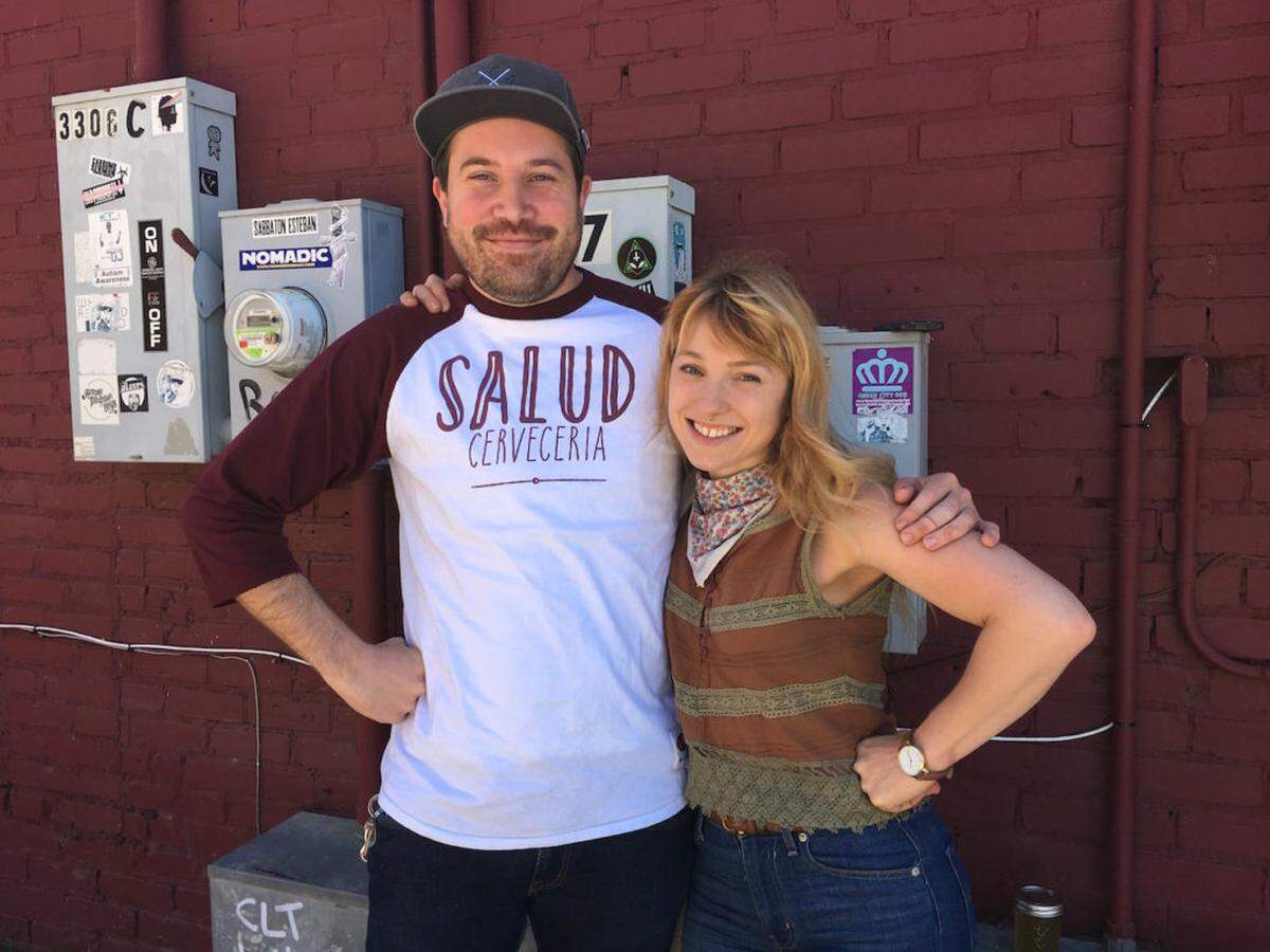 Salud Cerveceria head brewer Adam Glover, left, and Lindsey Pitman.