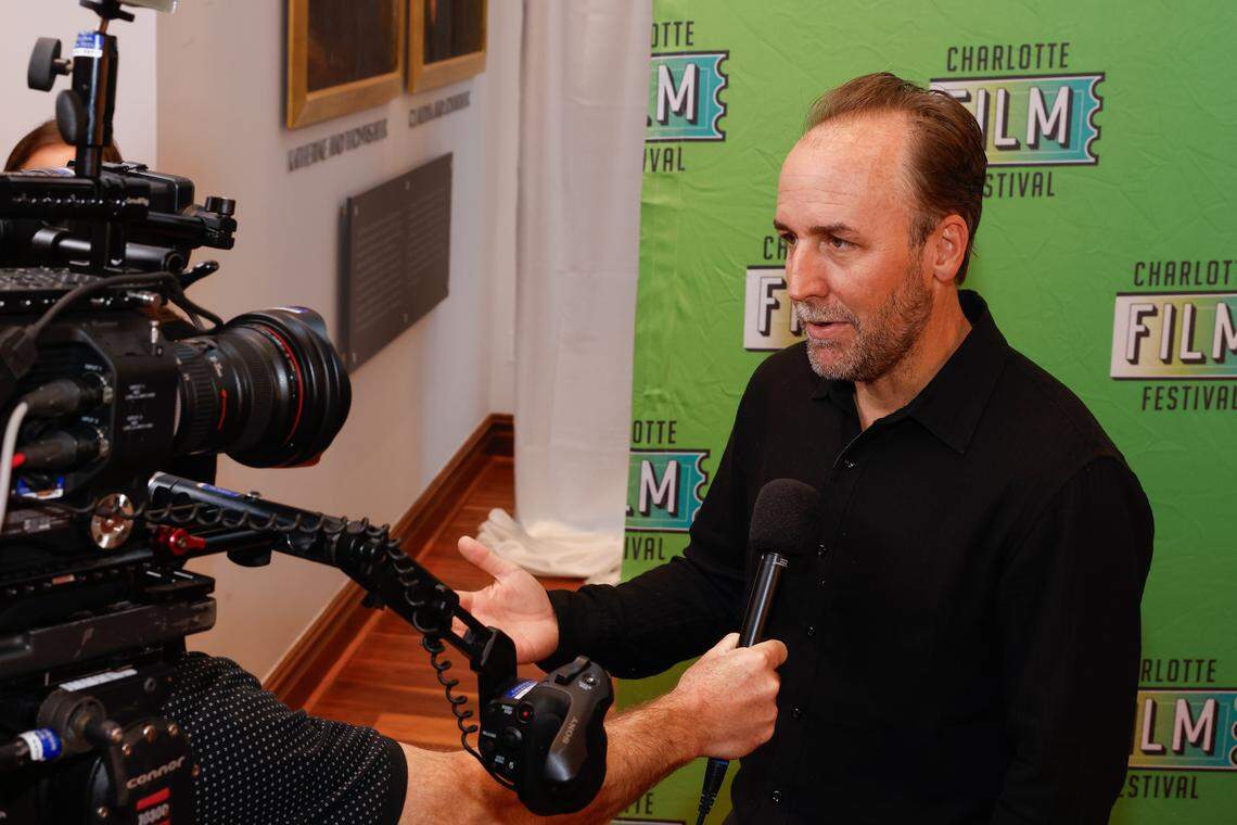 ‘Roofman’ director Derek Cianfrance speaks on the red carpet at the showing of the film during the Charlotte Film Festival at Carolina Theater in Charlotte, NC on Tuesday, September 23, 2025.