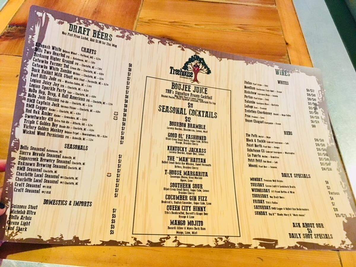 New drinks menu at Treehouse Bourbon &amp; BBQ. Photo by Katie Toussaint