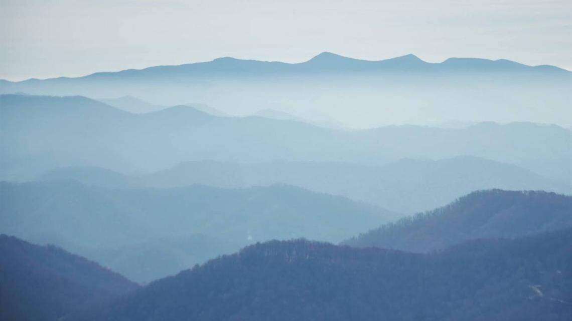 The summit of Mt. Mitchell, the highest point east of the Mississippi, and the Black Mountains, as seen from Big Bald. Photo by Ely Portillo