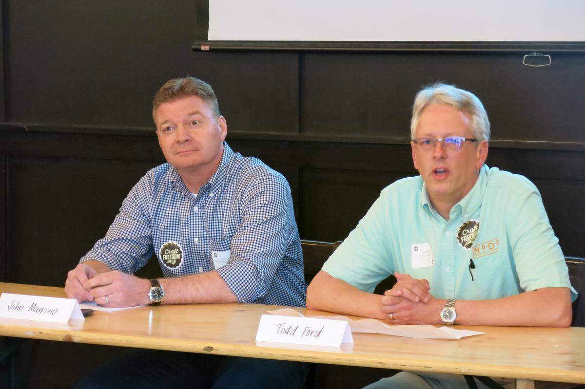 CharlotteFive archives<br/>John Marrino, owner of Olde Mecklenburg Brewery and Todd Ford, co-owner of NoDa Brewery