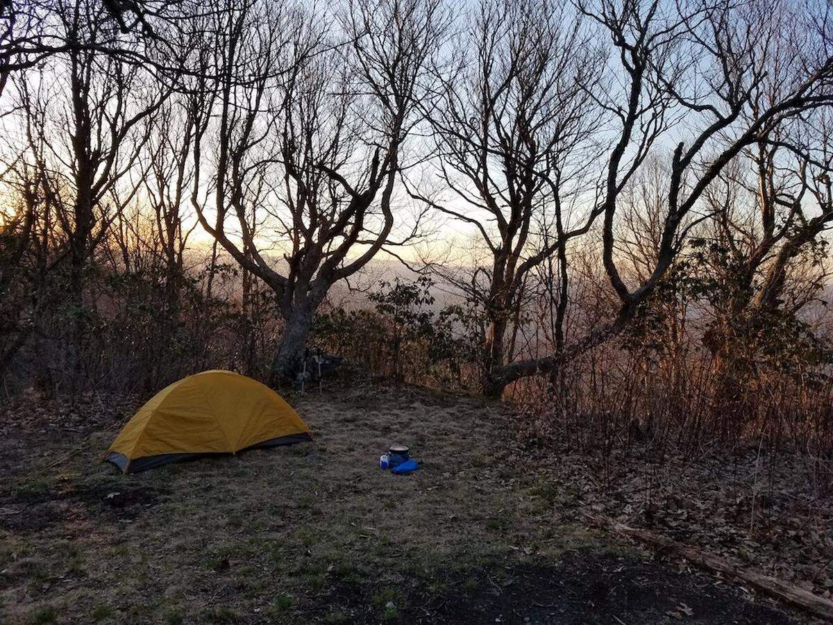 A campsite near the summit of Cold Mountain