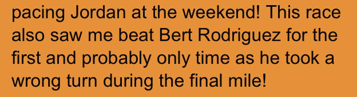 A snippet from a runner's blog in a 2010 post.