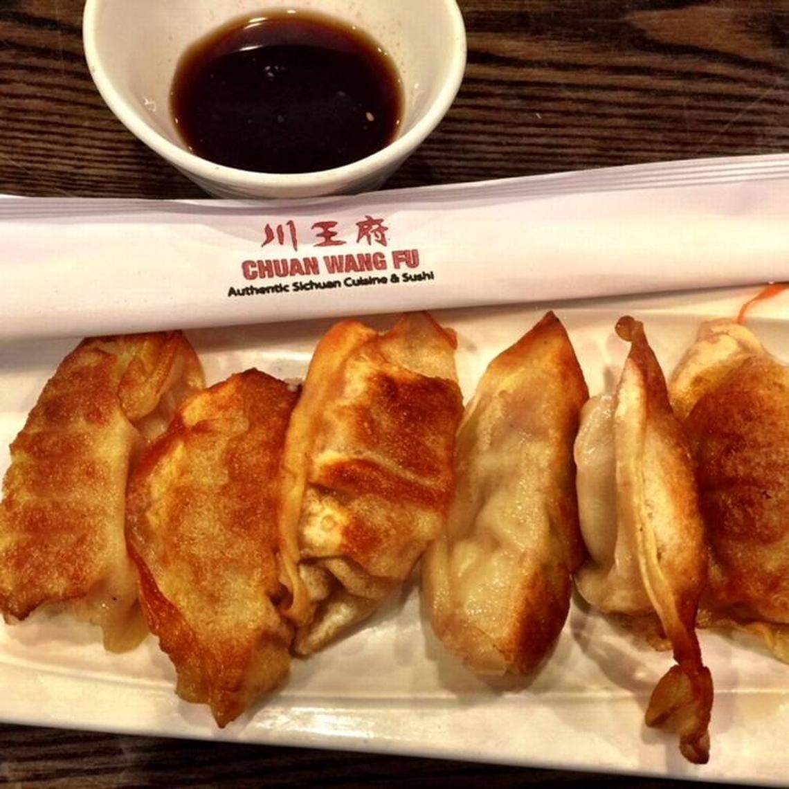 Pan-fried dumplings at Chuan Wang Fu are potato-chip crisp on one side and soft on the other, for a balance of textures. Photo by Kathleen Purvis