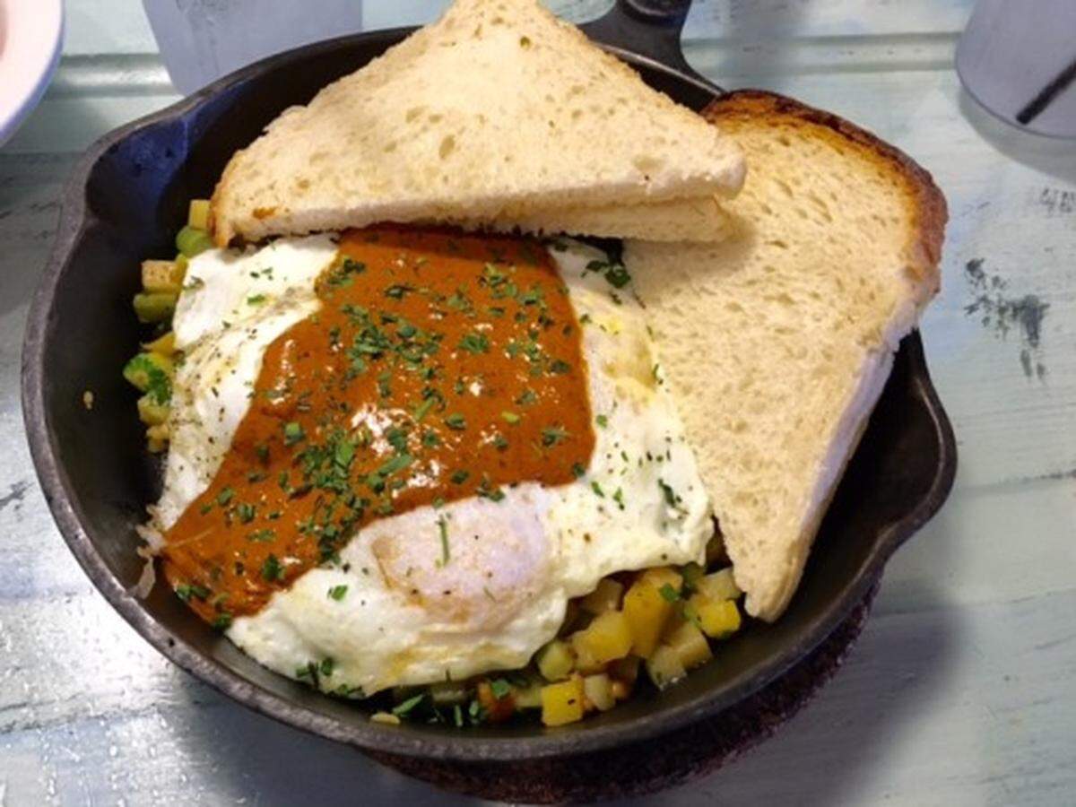 Eggs and hash at The Yolk in Rock Hill. Photo by Katie Toussaint.