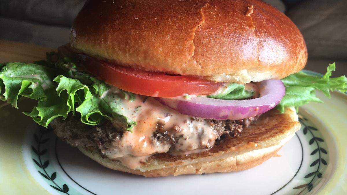 Photo by Katie Toussaint<br>Impossible Burger at Duckworth's Kitchen & Taphouse.
