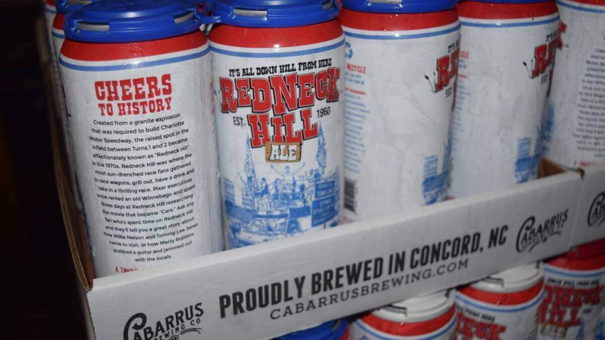 Redneck Hill cans at Cabarrus Brewing Company Courtesy of Charlotte Motor Speedway
