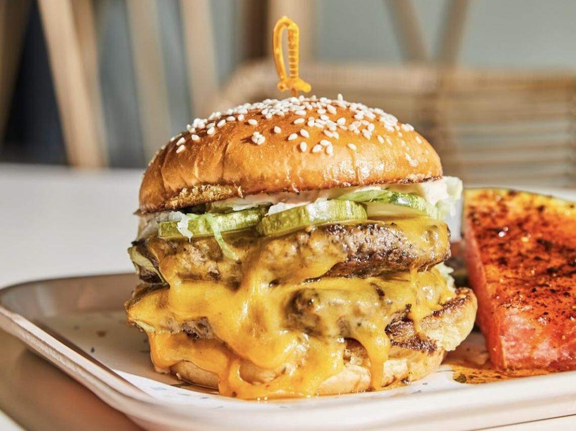 The skillet burger at Hello, Sailor, which is reopening for curbside (or dockside) pickup.