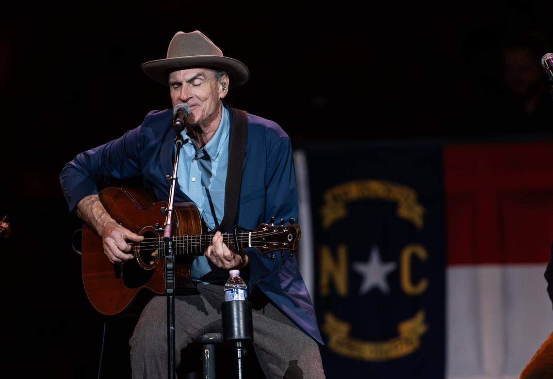 James Taylor performs during Concert for Carolina in Charlotte, N.C. on Saturday, October 26, 2024.
