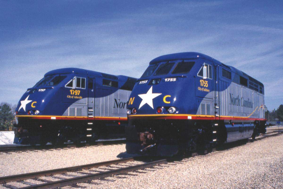 Amtrak / Doug Riddell<br/>The Piedmont travels between Charlotte and Raleigh. The Carolinian covers the same route, with service extending up the East Coast to New York City. The Piedmont and Carolinian trains are sponsored by NCDOT and operated by Amtrak.
