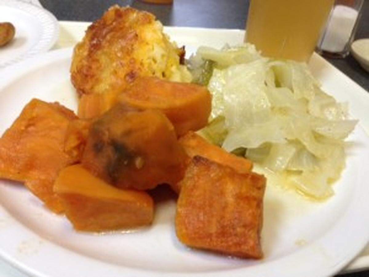 OK, maybe I should have ordered greens or peas to balance the color. But I enjoyed my sweet potatoes, cabbage and, of course, mac and cheese!