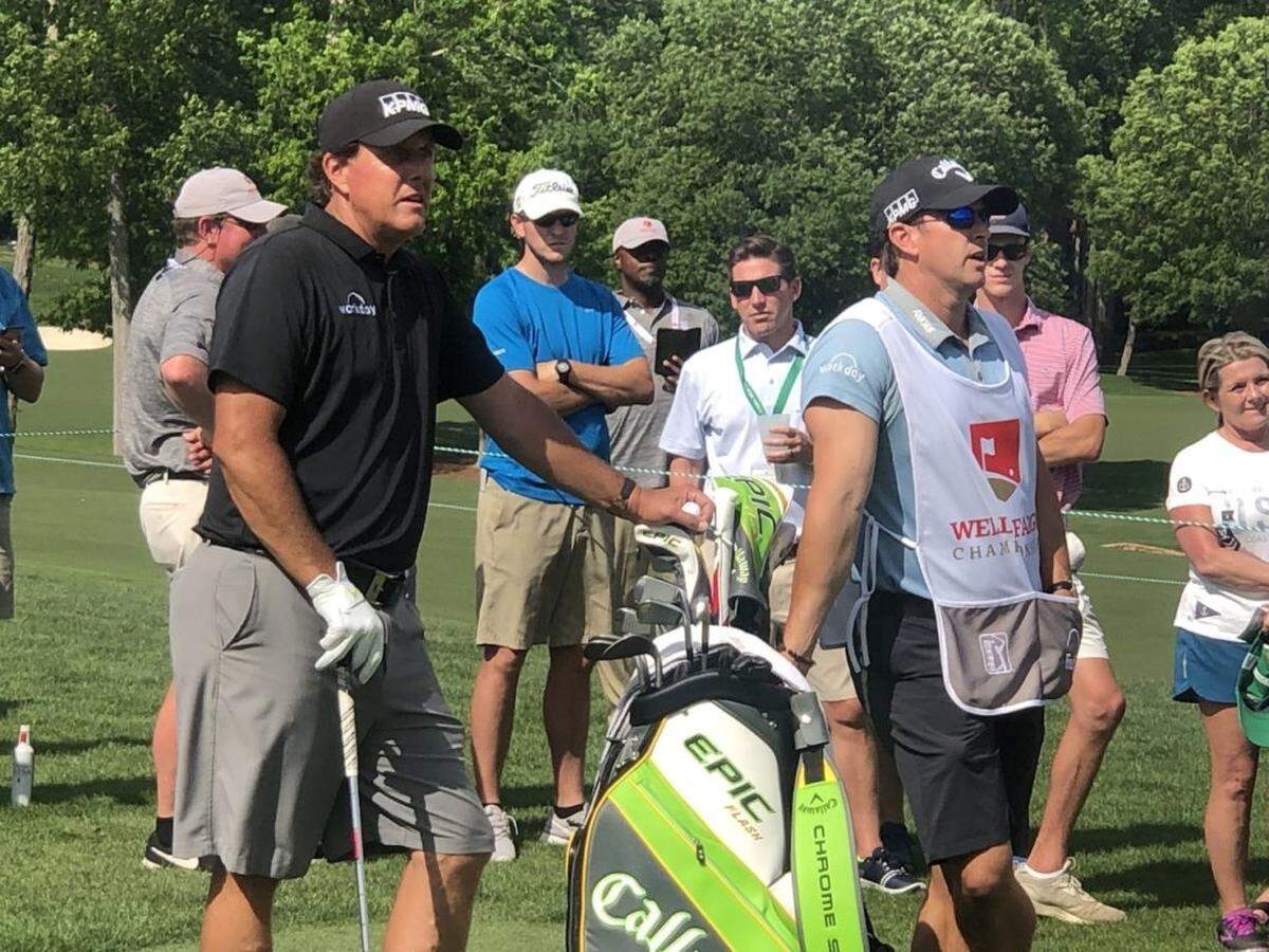 Photo by Alex Cason<br/>Phil Mickelson at Wells Fargo Championship on Wednesday.