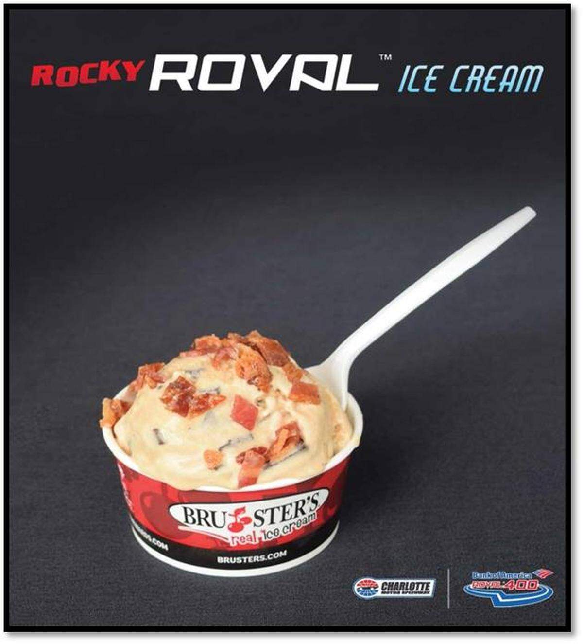Courtesy of Charlotte Motor Speedway<br/>Rocky Roval Ice Cream is salted caramel-flavored with  marshmallow and candied bacon.
