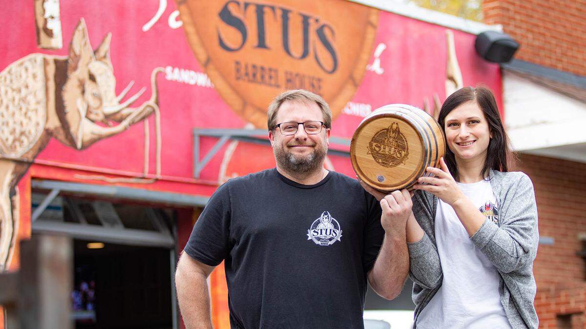 Photo by Alex Cason Photography<br />Mike McGuire and Kristin Brzezinski of Stu's Barrel House
