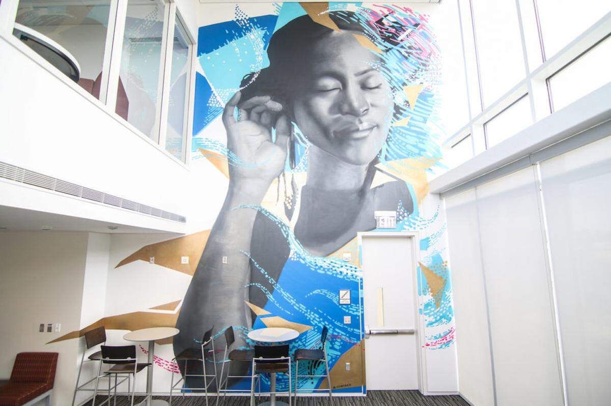 UNC Charlotte Uptown offers two new murals by Osiris Rain.