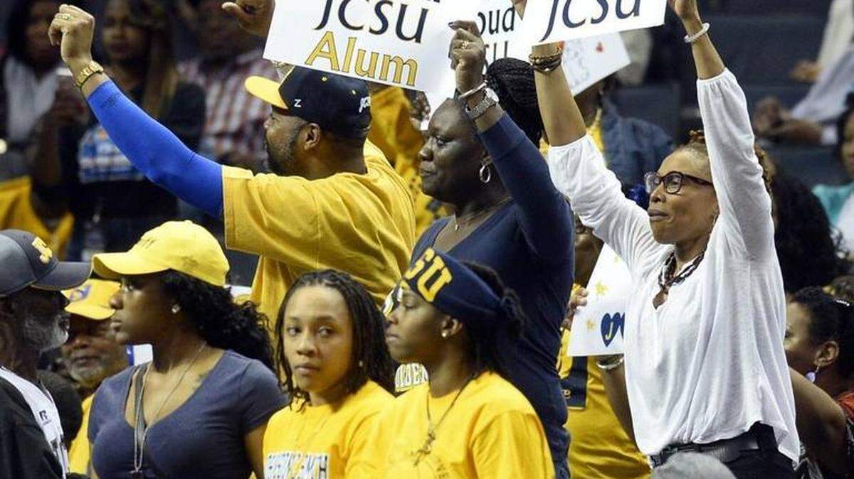 Photo by David T. Foster III<br/>Johnson C. Smith fans cheer late in the game as the women’s team plays Virginia Union during their CIAA Tournament semifinals game at Spectrum Center last year.