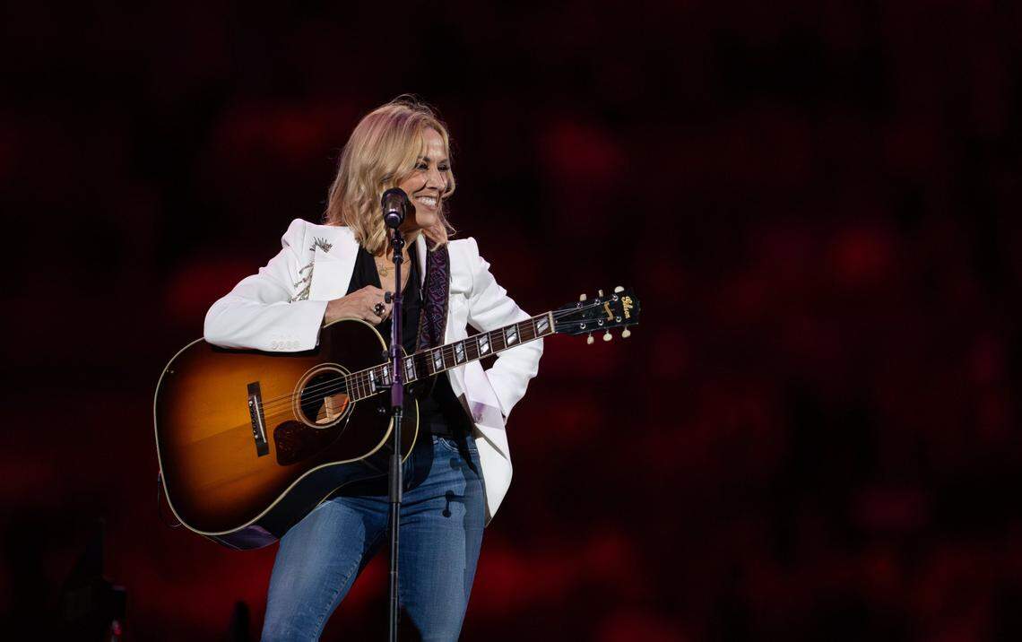 Sheryl Crow performs during Concert for Carolina in Charlotte, N.C. on Saturday, October 26, 2024.