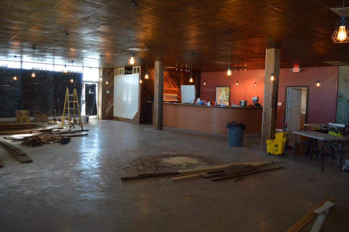 The taproom, under construction.