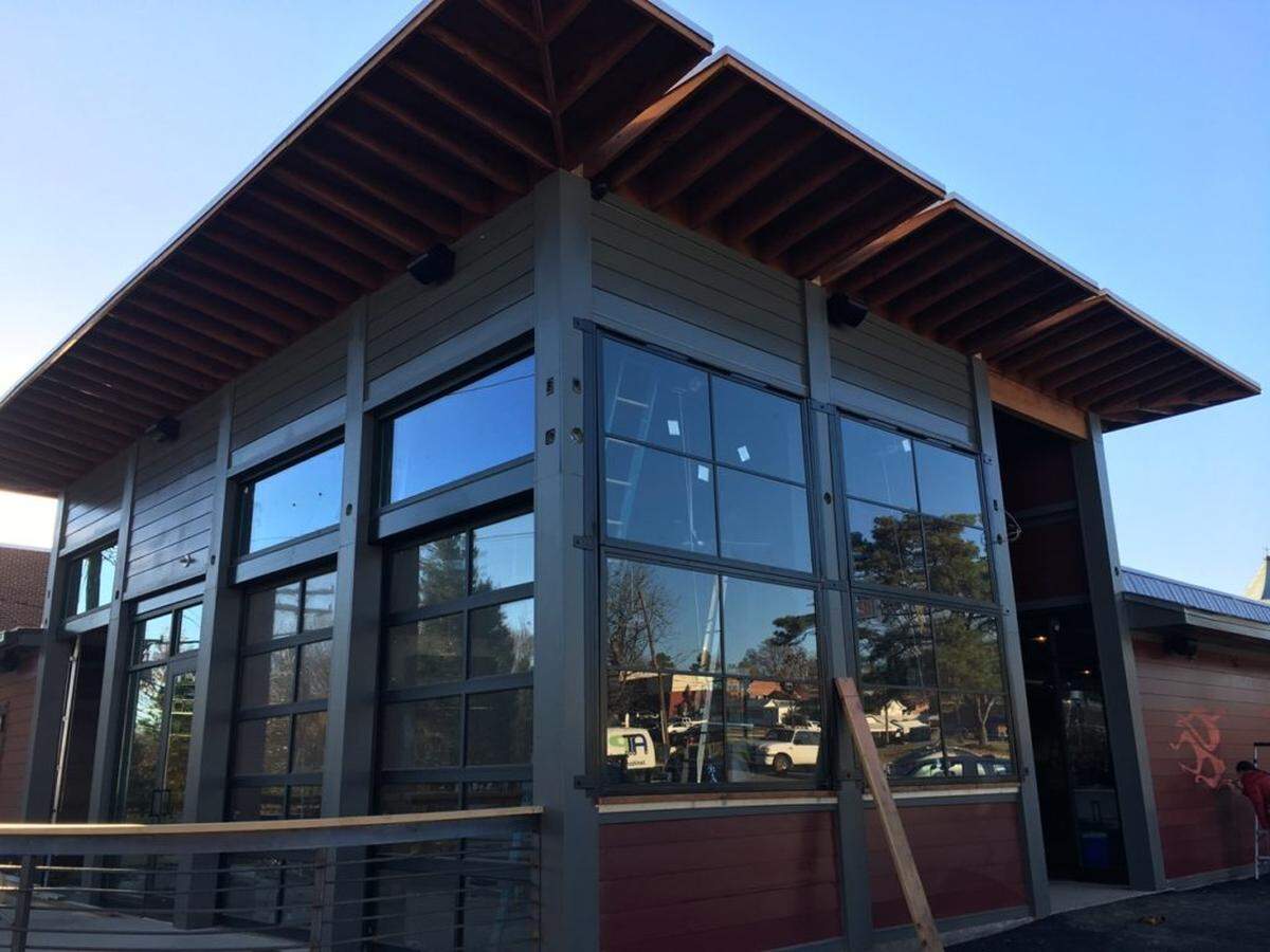 The indoor/outdoor patio, from the outside.