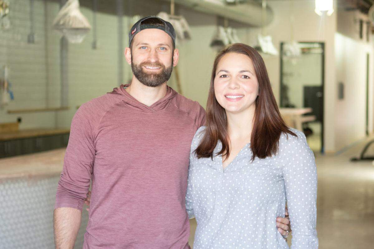 Alex Cason Photography<br/>Julie and Bryson Woodside, owners of The Hobbyist in Villa Heights.