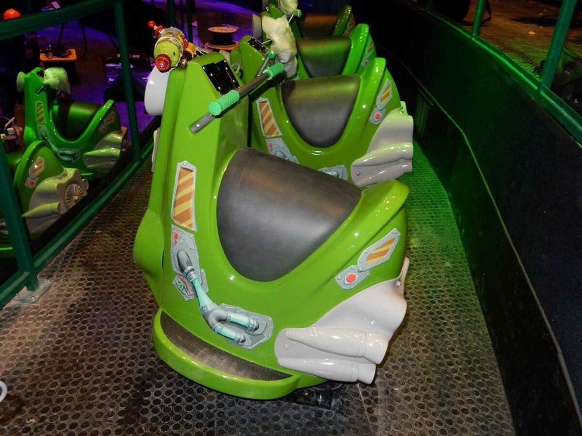 The ride vehicles for Plants vs. Zombies Garden Warfare 3Z Arena