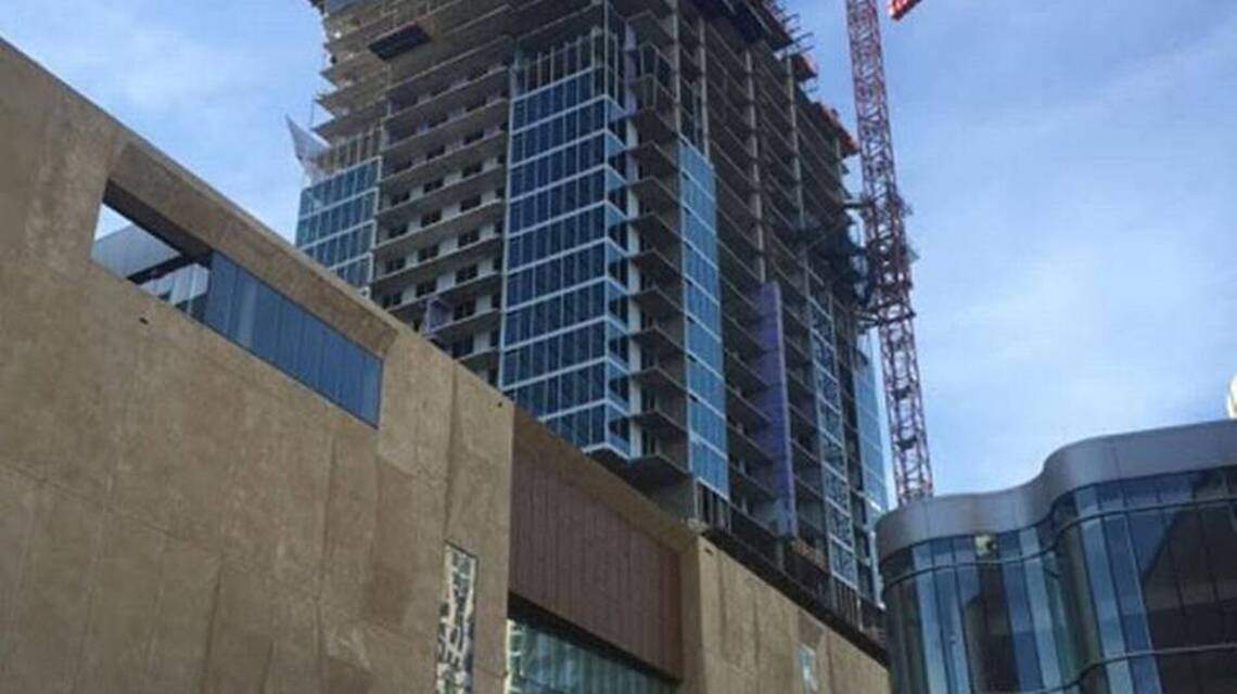 The new apartment tower above the Mint Museum is going up crazy fast