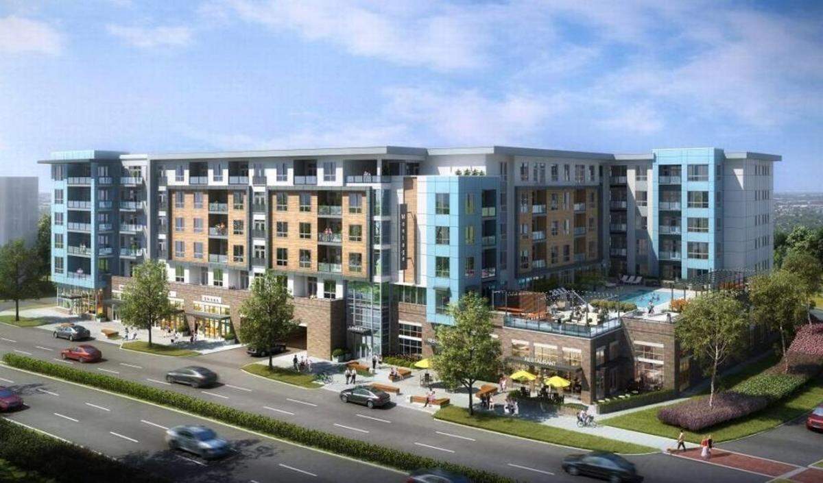 This rendering shows the Savoy apartments under construction on Stonewall Street.Courtesy Proffitt Dixon