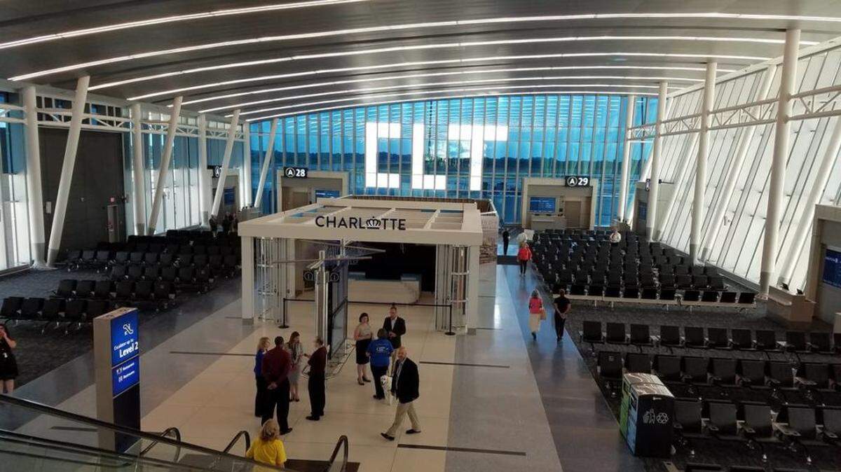 Charlotte Douglas International Airport had a ground stop Monday evening because of strong storms in the area, the FAA said.