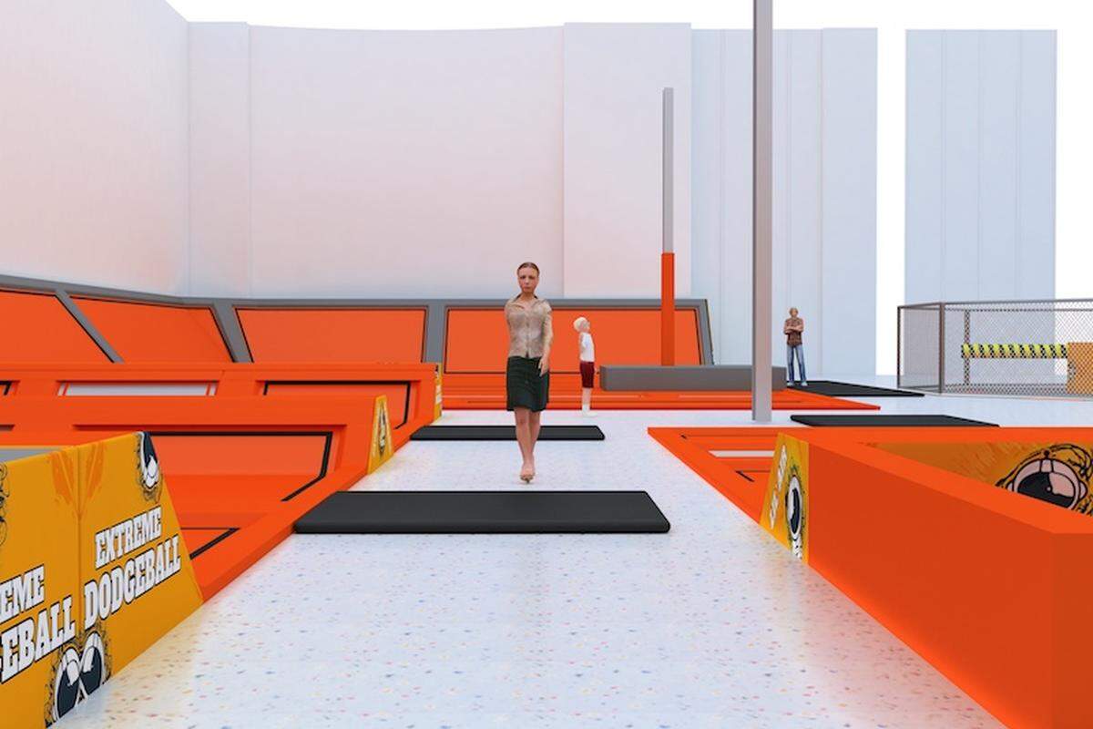 3D render of trampolines.