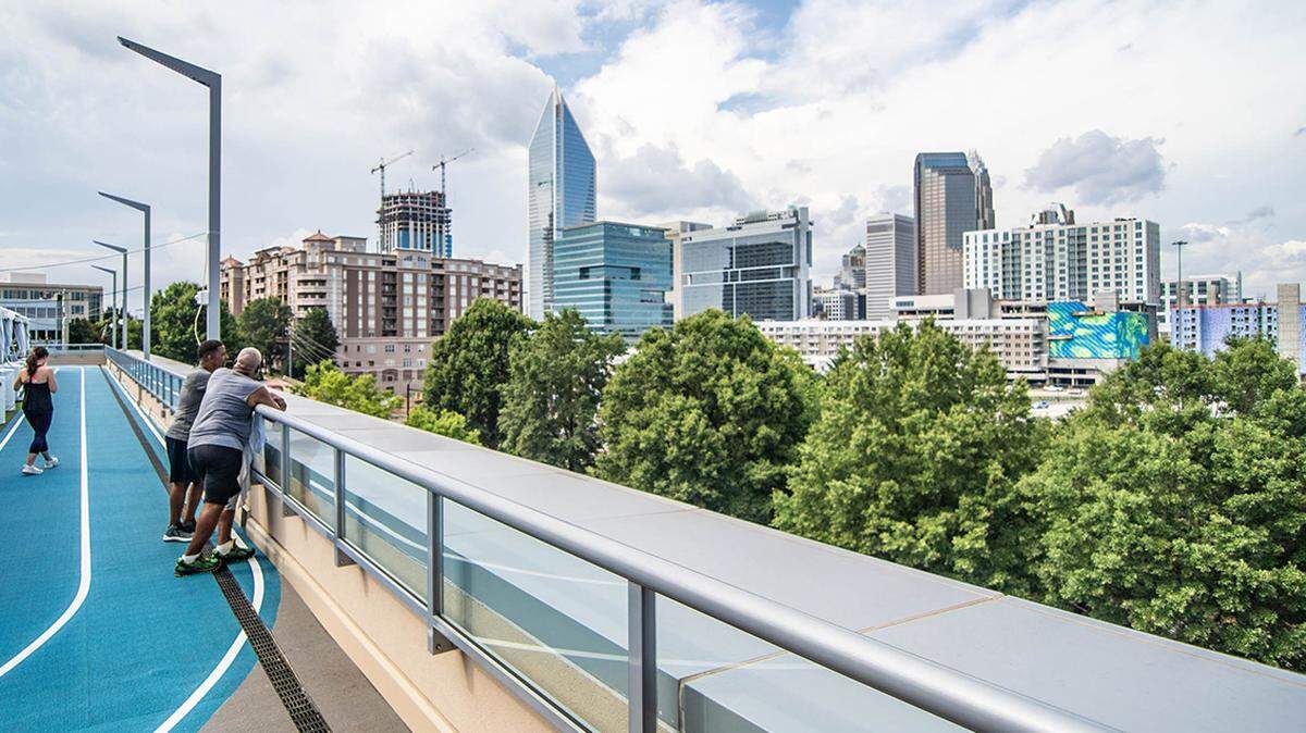 The YMCA of Greater Charlotte is temporarily closing all branches to prevent spread of coronavirus. Shown here is the rooftop track at the Dowd YMCA.