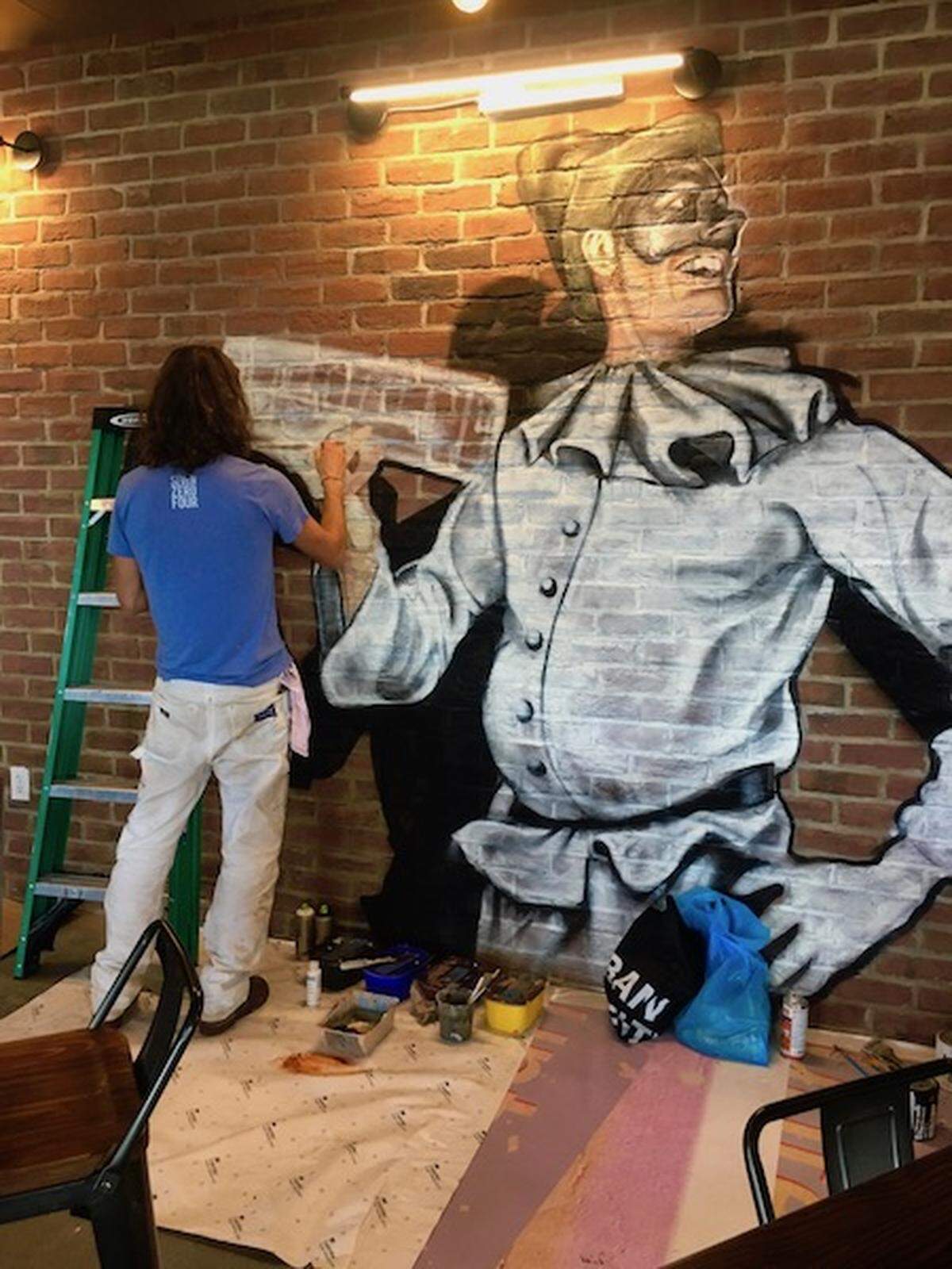 Matt Hooker working on his pulcinella character.