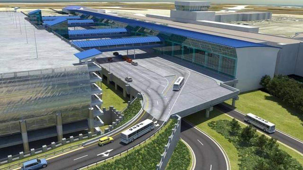 A rendering of the planned terminal roadway expansion