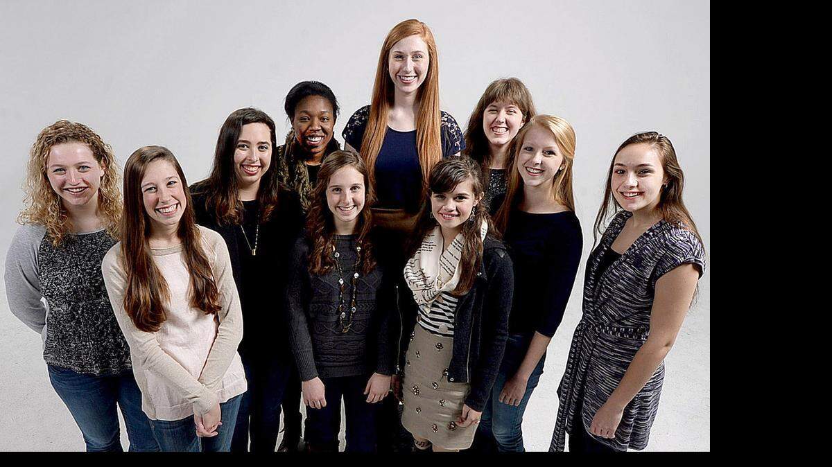 
These high school students are competing for the Blumey student critic award. Every year, The Observer works with Blumenthal Performing Arts on the Blumey Awards, which rewards achievement in musical theater among high school students. Students compete for awards including best musical, actor and actress, orchestra. The writers, left to right front: Ellen Goodling, Hannah Ertel, Gabby Hubert and Lauren Hunkele (far right front). Back row, from left: Annie Saum, Madison Lorello, Demi Harris, Katelyn Petersen, Helen Coats and Sarah McCulla. Winners are announced May 17. Details: blumenthalarts.org.
