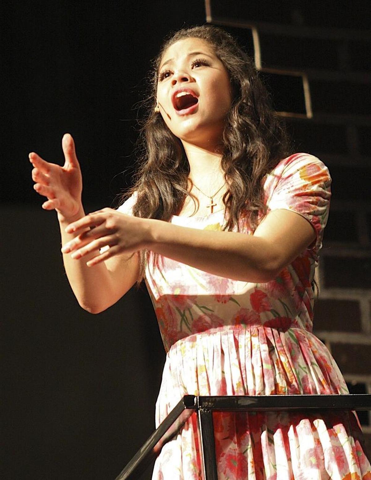 Eva Noblezada, shown in a file photo at age 16, performing as Maria in Northwest School of the Arts’ production of “West Side Story.”