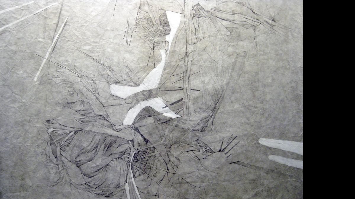 
Detail from Anna Kenar’s “Omniformity of Vice” on view at @809, 809 W. Hill Street. 
