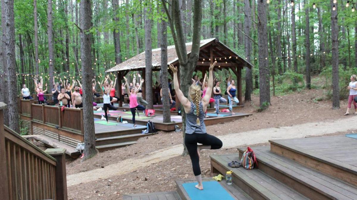 The U.S. National Whitewater Center’s Summer Yoga Series officially returns to the USNWC’s South Ridge on May 1.