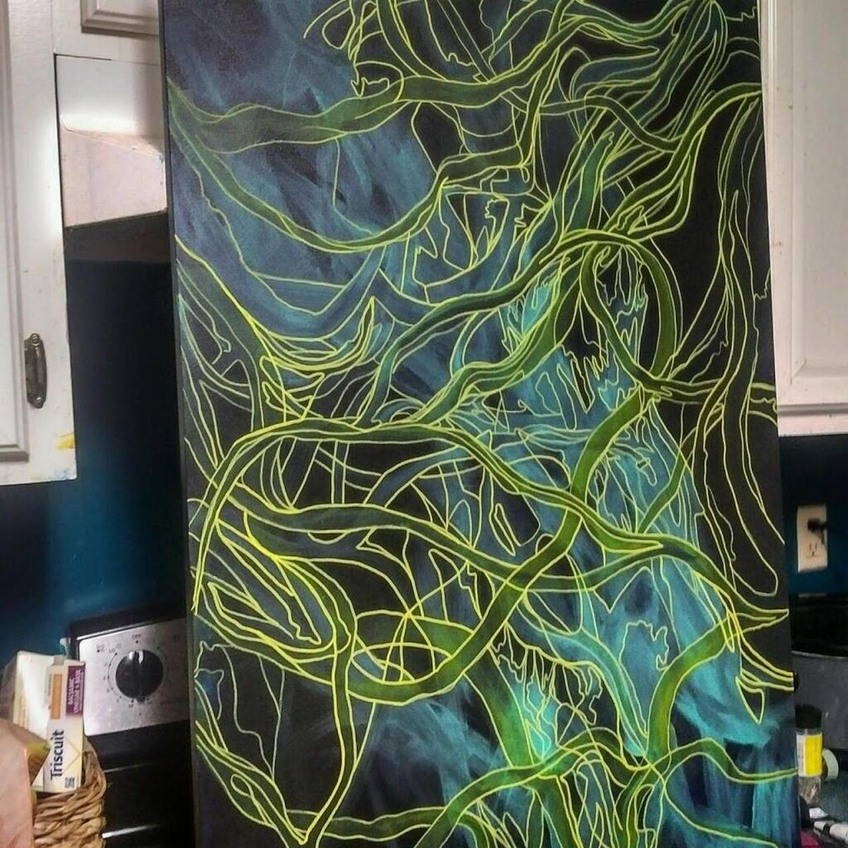 This painting, by Brett Davis, will be available at the Dead and Company pre-party at Triple C Brewing Co. on Tuesday.