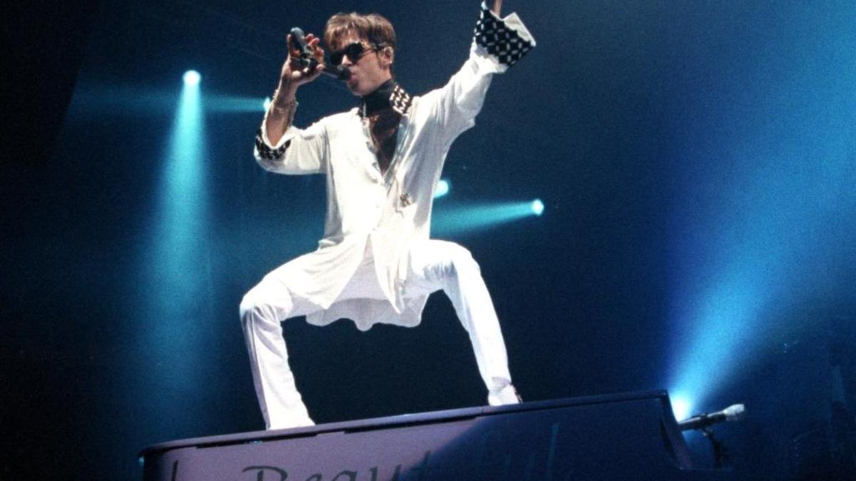 Prince in the former Charlotte Coliseum, 1997, when he was “The Artist Formerly Known as Prince”
