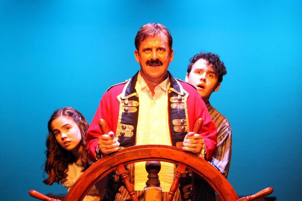 Coming up in “Peter and the Starcatcher” at Theatre Charlotte: Molly Aster (Ailey Finn), Dave Blamy (Black Stache) and Boy/Peter Pan (Patrick Stepp).