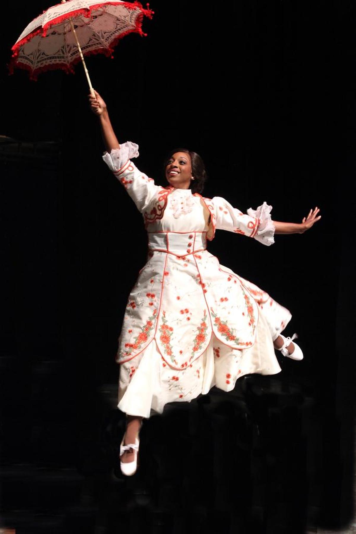 Janeta Jackson as the soaring title character in “Mary Poppins” at Children’s Theatre of Charlotte in 2017. 